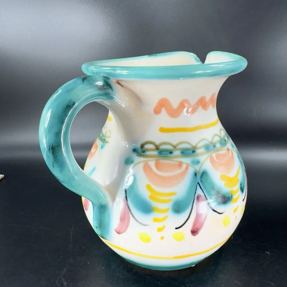 Vintage La Gartera Art Potter Jug Pitcher Toledo Spain signed Pottery Hand Made‎